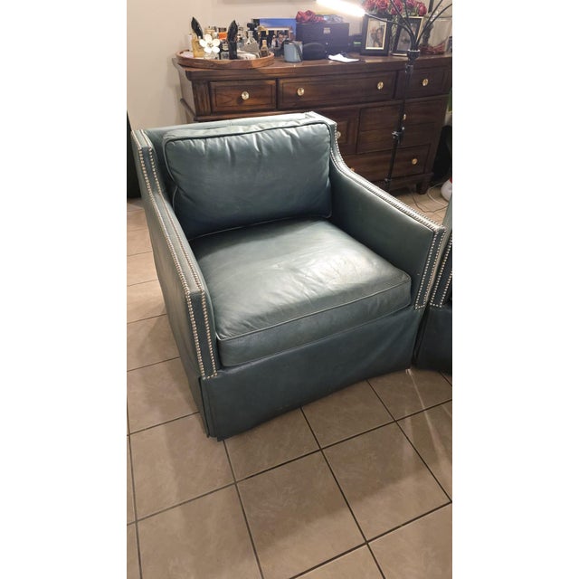 Bernhardt "Delano" Leather Club Chairs For Sale - Image 9 of 12