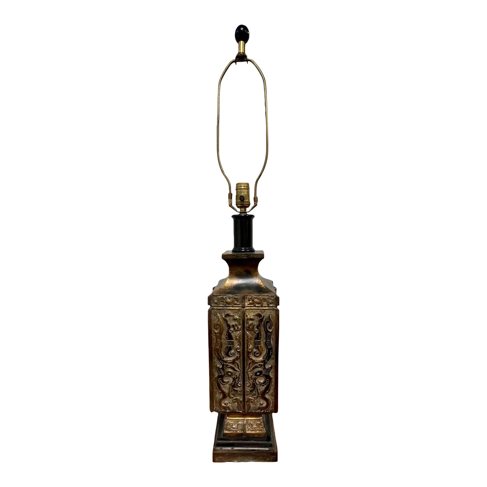 Mid Century Chinese Bronze Lamp James Mont | Chairish