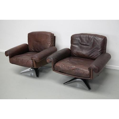 Vintage DS-31 Swivel Armchairs in Brown Leather from De Sede For Sale - Image 5 of 18