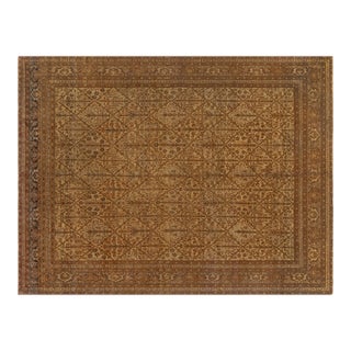 Antique Persian Tabriz Brown Botanic Handmade Wool Rug For Sale