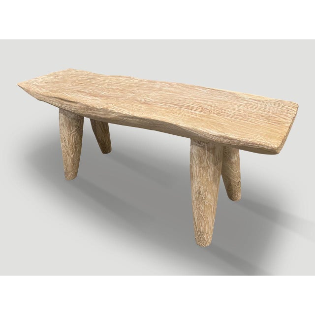 Andrianna Shamaris St. Barts Bleached Teak Wood Bench For Sale In New York - Image 6 of 6