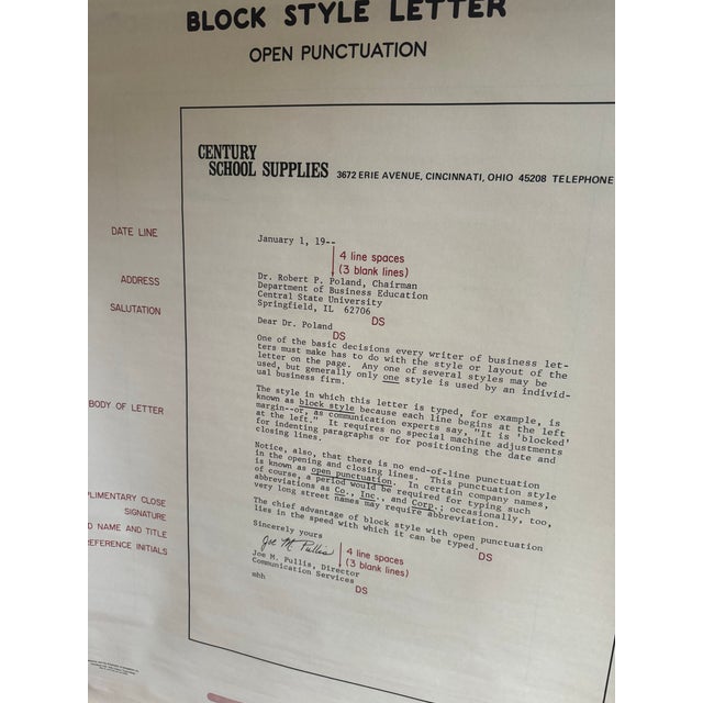 Mid-Century Modern Vintage 1969 Typing Instruction Pull-Down Chart – Secretary School Poster -- Poster H For Sale - Image 3 of 6