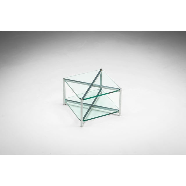 Two-Tier Glass Side Table with Aluminium Frame, 1970s For Sale - Image 6 of 13