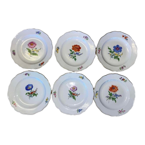 Early 20th Century Meissen Floral Plates 1920's- Set of 6