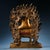 Brass Vintage Tibetan Painted Gilded Bronze Dorje Shugden Protector Buddha Statue on Lion For Sale - Image 8 of 10