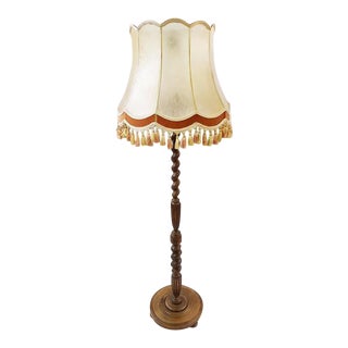 Vintage French Wood Barley Twist Floor Lamp For Sale