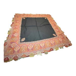 Share Huge Antique 1800's Victorian Kashmir Wool Paisley Shawl Embroidery Tapestry Art