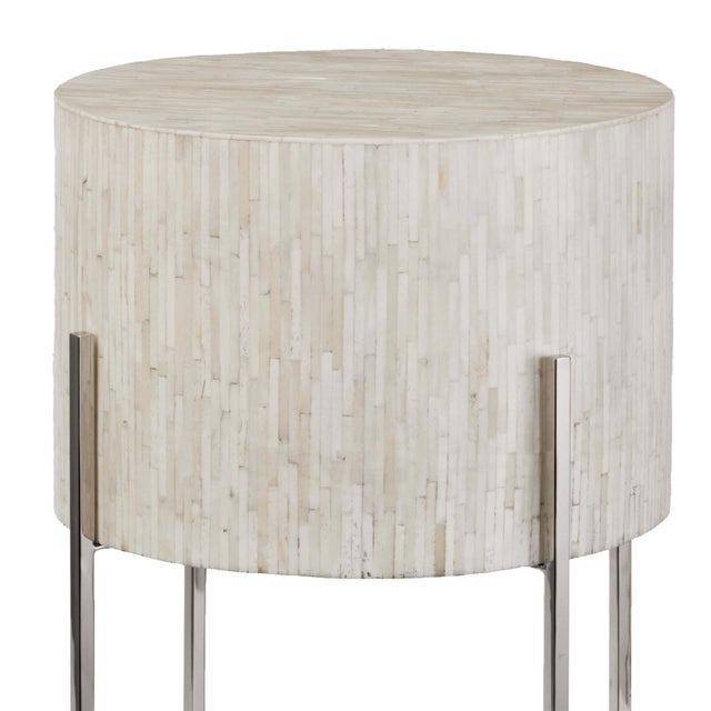 Transitional Regina Andrew Bone Drum Table in Polished Nickel For Sale - Image 3 of 5