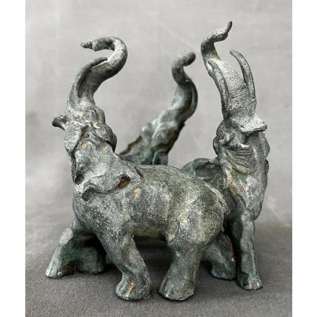 Bronze Elephants in a Circle with a Crystal Ball, 1980 For Sale - Image 3 of 8