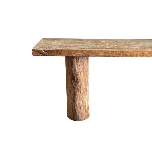 Contemporary Solid Teak Wood Console Table, Natural Finish Modern Organic For Sale - Image 3 of 5