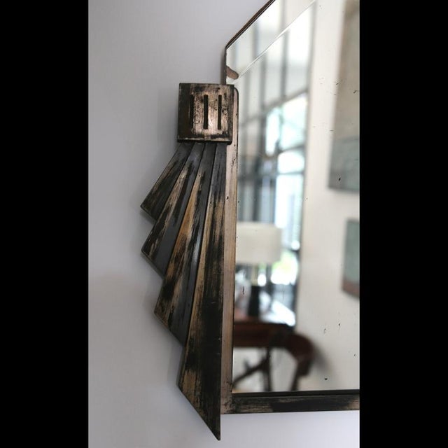 Metal Vintage French Beveled Mirror, 1930s For Sale - Image 7 of 15