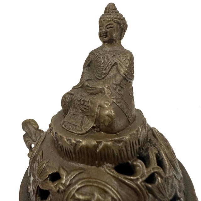 1950s Mid 20th Century Tibetan Buddhist Tripod Incense Burner (Censer) For Sale - Image 5 of 18