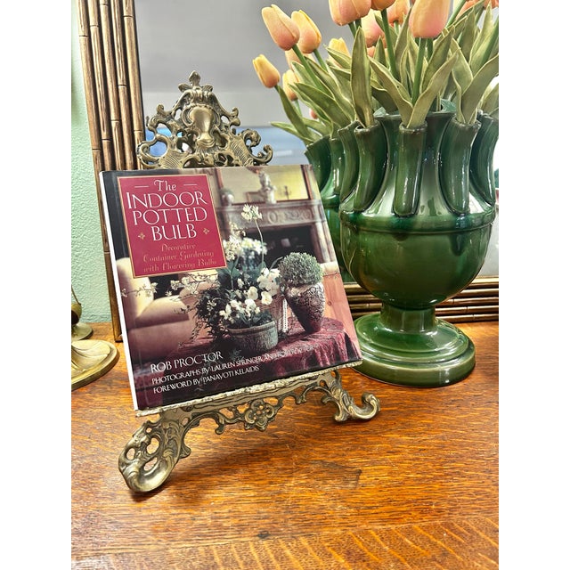 Victorian Mid 20th Century Victorian Style Cast Brass 15.5” Table Top Easel or Book Stand For Sale - Image 3 of 11