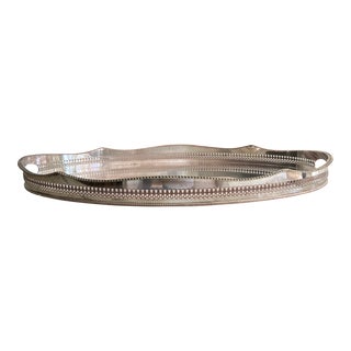 Large Vintage Silver Plate on Copper Gallery Tray For Sale
