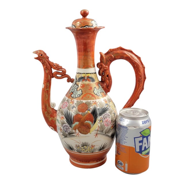 Japanese Kutani Porcelain Dragon and Phoenix Ewer For Sale - Image 13 of 14