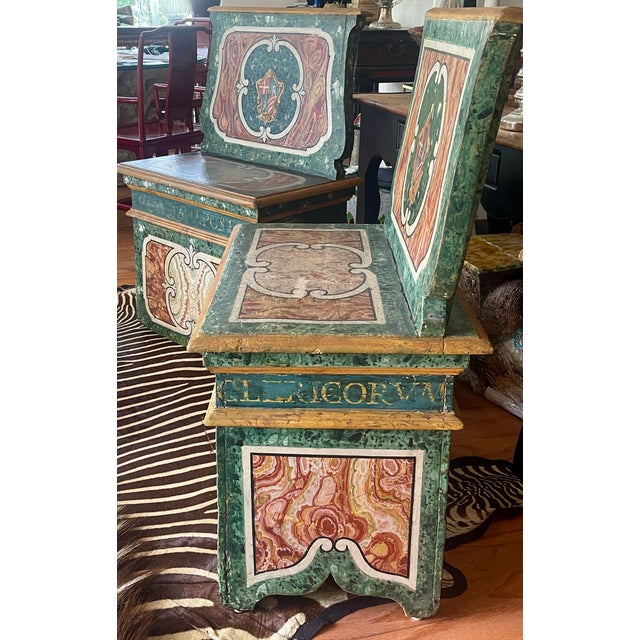 19th Century Pair of Italian Polychrome Painted Benches For Sale - Image 5 of 10