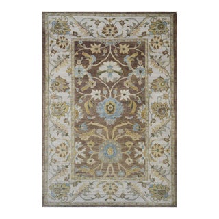 Afghan Sultanabad Masters Wool 6x9 Ivory, Taupe & Light Blue Handmade Area Rug #9902730 For Sale