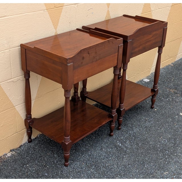 Mid 20th Century Pair of Henkel Harris Cherry Nightstands For Sale - Image 9 of 12