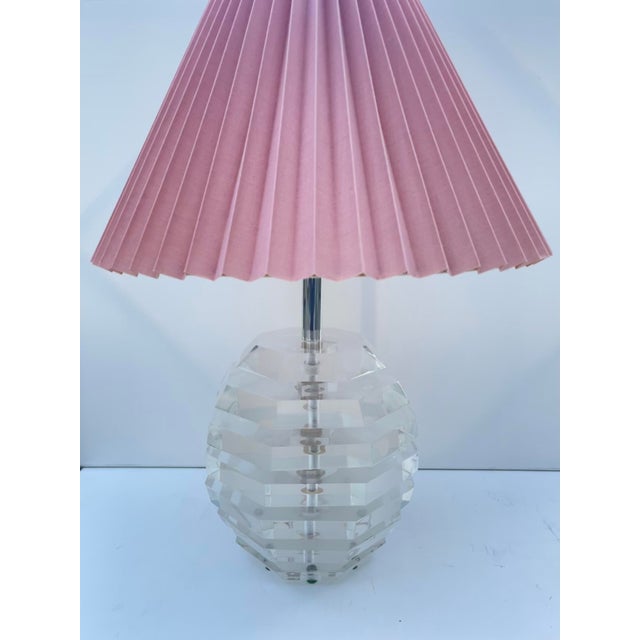 Original vintage George Bullio stacked Lucite lamp. They are stacked thick chunks of Lucite around a chrome column. The...
