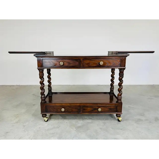 English Henredon Four Centuries English Oak Barley Twist Flip Top Buffet Server For Sale - Image 3 of 10