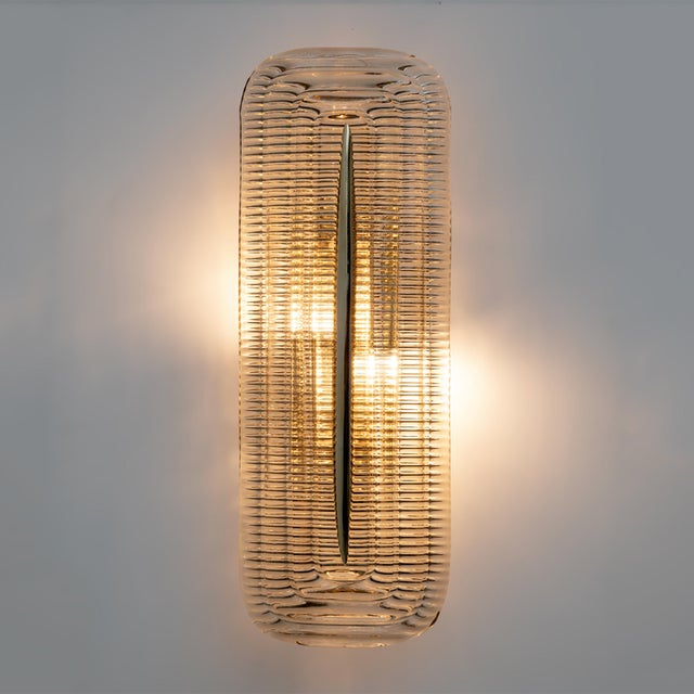 Modern Italian Murano Glass and Brass Sconces, 2000, Set of 2 For Sale - Image 3 of 11