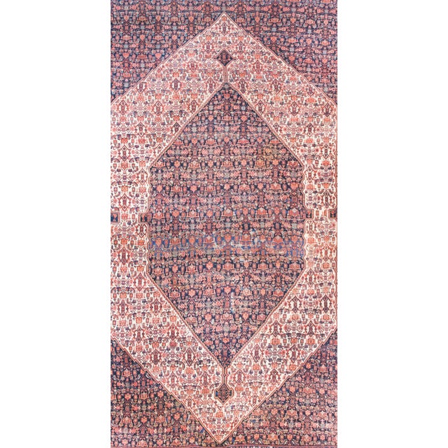 Navy Blue Early 20th Century Persian Senneh Rug For Sale - Image 8 of 15