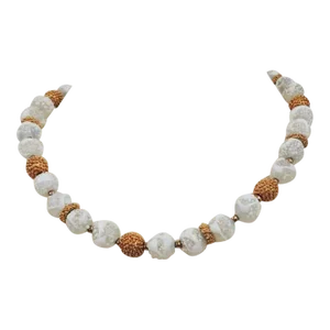 Vintage 1960s Signed Napier White Art Glass Beaded Necklace