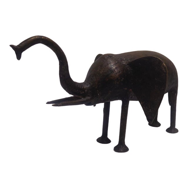 Mid 20th Century African Bronze Elephant Sculpture Art For Sale