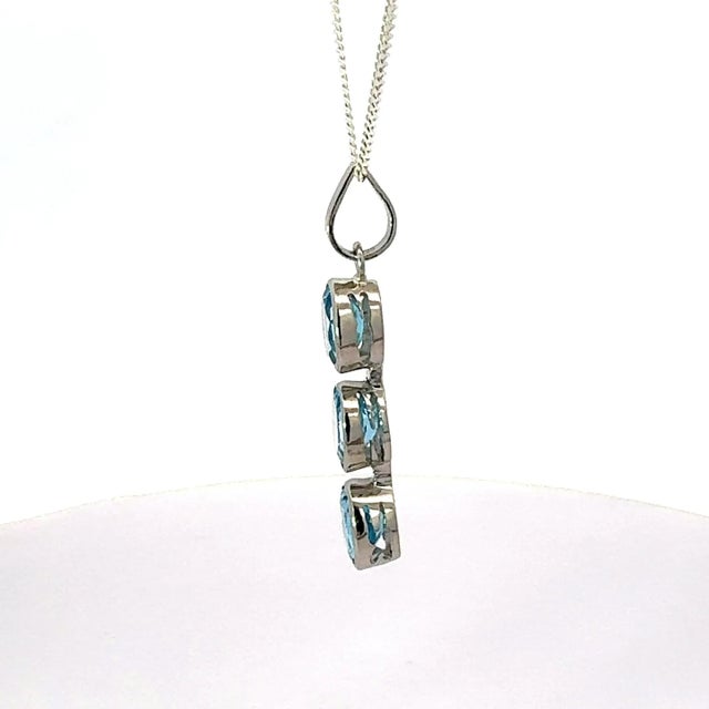 Blue Classic 925 Silver December Birthstone Pendant With 8x6mm Three Stone For Sale - Image 8 of 15