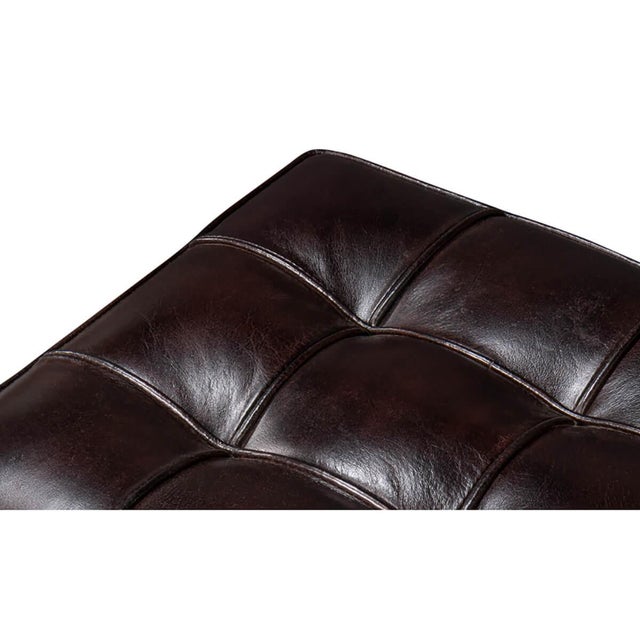 Brown Mid Century Modern Style Leather Bench For Sale - Image 11 of 12