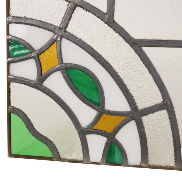 Art Deco Floral Stained Glass Window, Set of 2 For Sale - Image 9 of 16