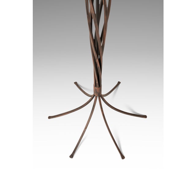 Rare Mid-Century Modern Rustic Hand-Forged Twisted Metal Torchiere Floor Lamp Attributed to Robert Sonneman for George Kovacs, Usa, C. 1990 For Sale - Image 13 of 14