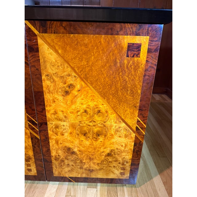 Black Mid-Century Italian Burl Wood Sideboard by Oscar Dell Arredamento for MiniForms For Sale - Image 8 of 11