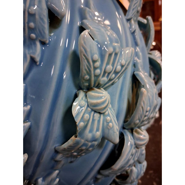 1920s Large Baluster-Shaped Vase in Turquoise Blue Glazed Maises Ceramic, 1920s For Sale - Image 5 of 8