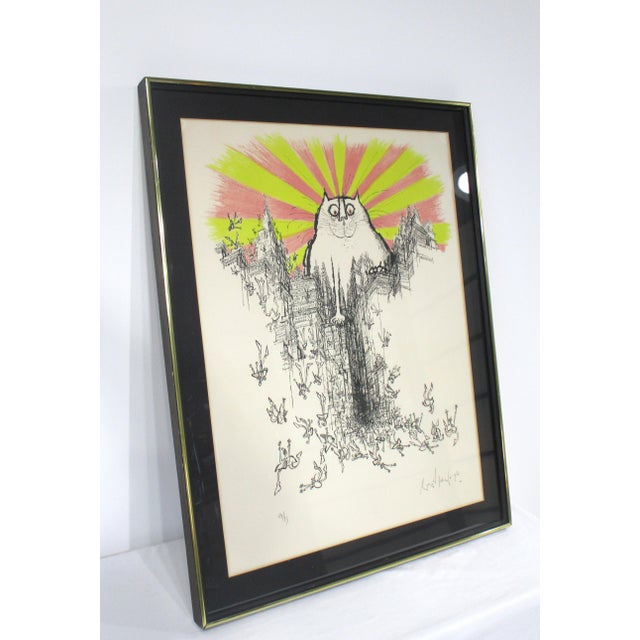 Ronald Searle Lithograph " Cat God " Pencil Signed Numbered For Sale - Image 11 of 11