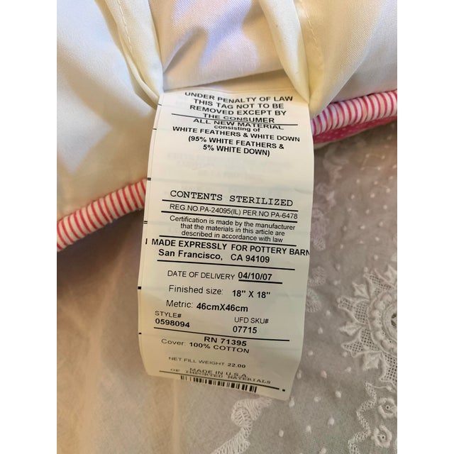 Vintage Pair of Pink & White Rose Hand-Embroidered Decorative Pillows For Sale - Image 12 of 12