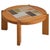 French Elm + Ceramic Round Coffee Table by Maison Regain, 1960s For Sale