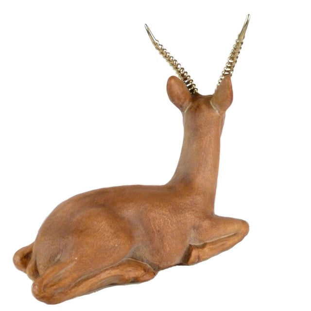 Ceramic Deer With Brass Horns For Sale In Miami - Image 6 of 10