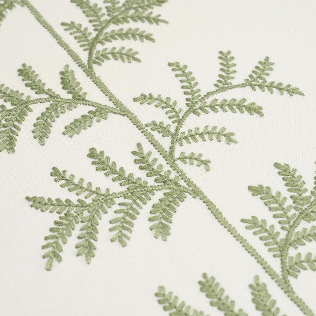 Schumacher SAMPLE - Schumacher Eloise Embroidery Wallpaper In Sage For Sale - Image 4 of 4