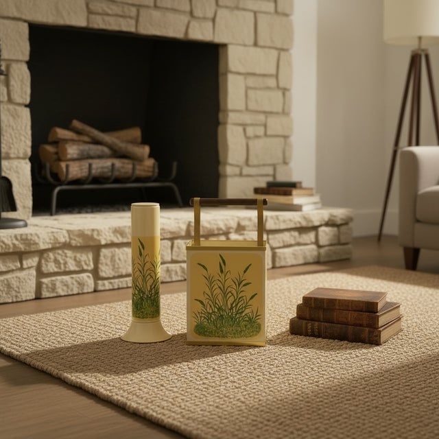 Vintage Umbrella Stand & Newspaper / Kindling Holder, 1950s Charming mid-century umbrella stand accompanied by a matching...