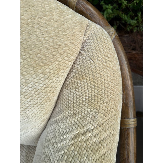 McGuire Rattan Lounge Chairs With Upholstered Seats - A Pair For Sale - Image 13 of 17