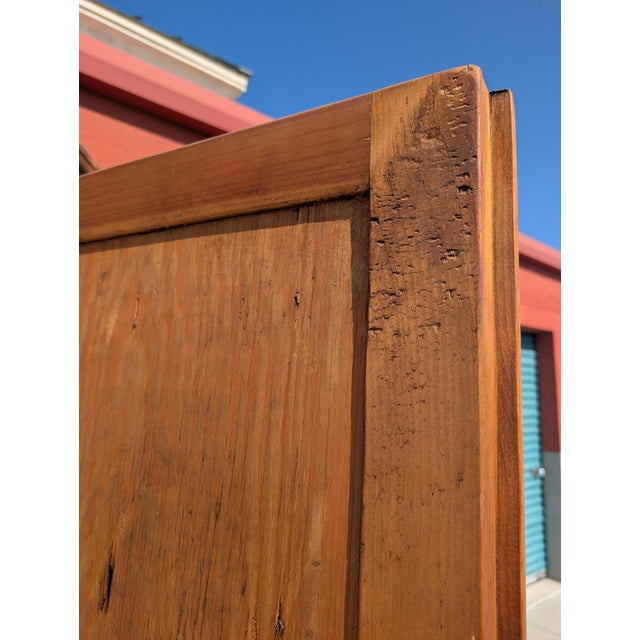 Brown Vintage Mexican Solid Wood Armoire With Handcrafted Iron Hardware For Sale - Image 8 of 17