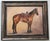 Horse portrait with a Western saddle, and ready to ride into the American landscape. In shades of brown, sienna, black,...