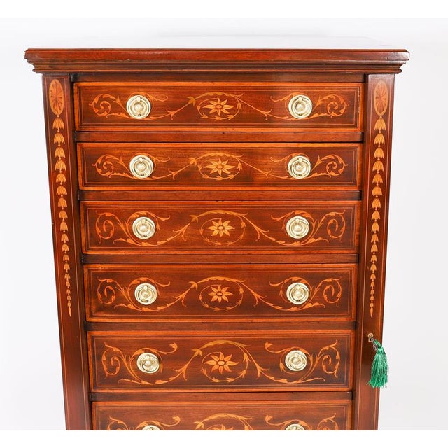 Wood Antique Edwardian Wellington Chest by J Shoolbred, 1900 For Sale - Image 7 of 17