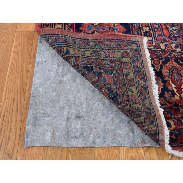 1910 Red Antique Persian Sarouk Clean Even Wear Pure Wool Hand Knotted Oversized Rug For Sale - Image 4 of 9