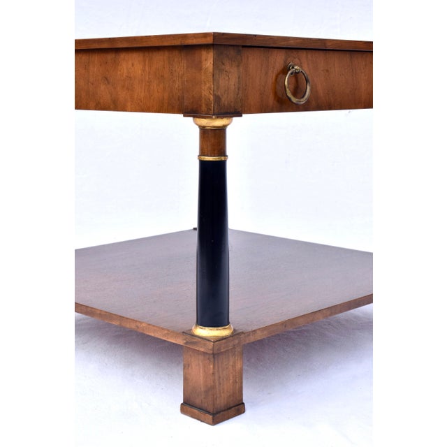 Neoclassical Burl Walnut Side Table by Baker Furniture, Usa For Sale - Image 9 of 10