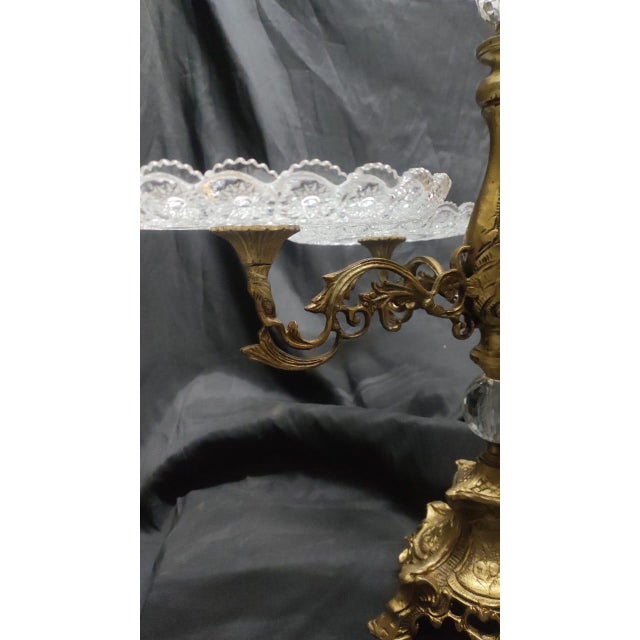 Vintage French Crystal & Gilt Bronze Five-Tier Bonbonniere Stand Rococo Dessert Server Crystal Centerpiece For Sale In Orlando - Image 6 of 6