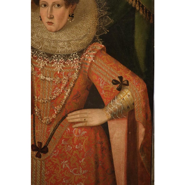 Workshop of Alonso Sanchez Coello, Portrait of a Noblewoman, 17th Century, Oil Painting on Canvas For Sale - Image 7 of 16