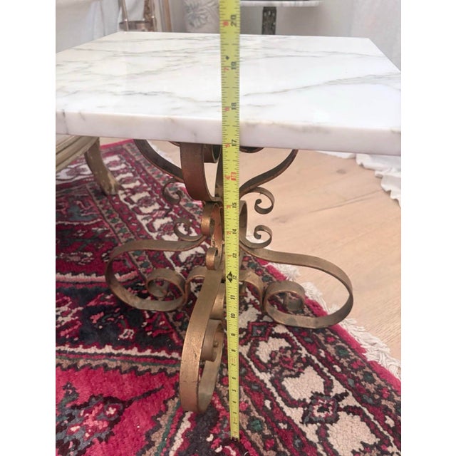 Vintage Italian Hollywood Regency Gilt Iron & Marble Side Table For Sale In San Diego - Image 6 of 8