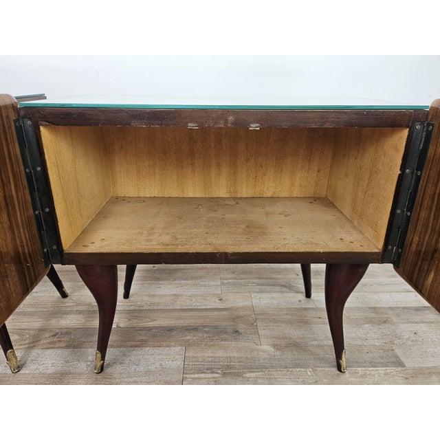 Mid-Century Mahogany Nightstands with Mirrored Top, 1950, Set of 2 For Sale - Image 13 of 16